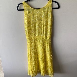 Yellow sequin cocktail dress, size 4